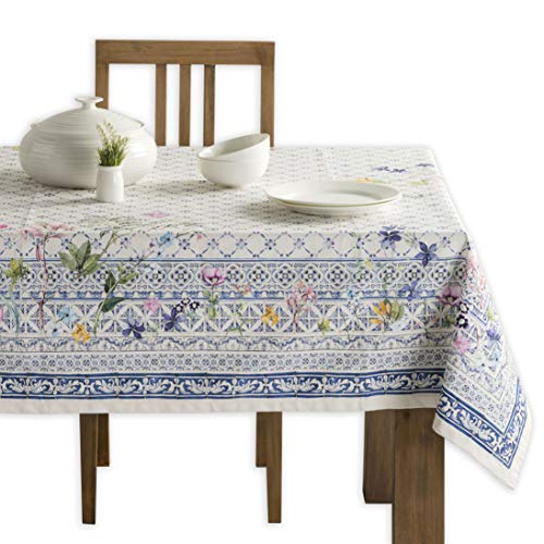 Maison d' Hermine Tischdecke, 100% Baumwolle 160cm x 220cm waschbare, quadratische Tischdecke, dekorative Oster-Tischdecke für Essen, Buffetpartys und Camping, Faience – Frühling/Sommer von Maison d' Hermine