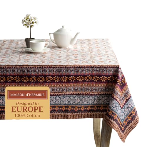 Maison d' Hermine Fair Isle 100% Baumwolle Tischdecke für Küche | Abendessen | Tischplatte | Dekoration Parteien | Hochzeiten | Thanksgiving/Weihnachten (Rechteck, 140cm x 180cm) von Maison d' Hermine