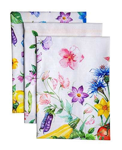 Maison d' Hermine Giverny 100% Baumwolle Set von 3 Mehrzweck-Küchentuch Weiche, saugfähige Geschirrtücher | Geschirrtücher | Barhandtücher | Frühling/Sommer (50 cm X 70 cm) von Maison d' Hermine