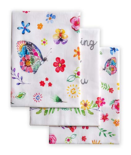 Maison d'Hermine Happy Florals- 2 Sweety 100% Baumwolle Set von 3 Multi-Purpose Küchenhandtuch weiche absorbierende Geschirrtücher | Bar Handtücher | Frühling/Sommer (50 cm X 70 cm) von Maison d' Hermine