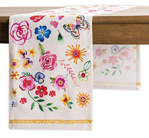 Maison d' Hermine Tischläufer, 100% Baumwolle, 50cm x 150cm dekorativer, waschbarer Tischläufer, Oster-Tischdecke für Essen, Küche, Partys und Camping, Happy Florals - Sweety – Frühling/Sommer von Maison d' Hermine