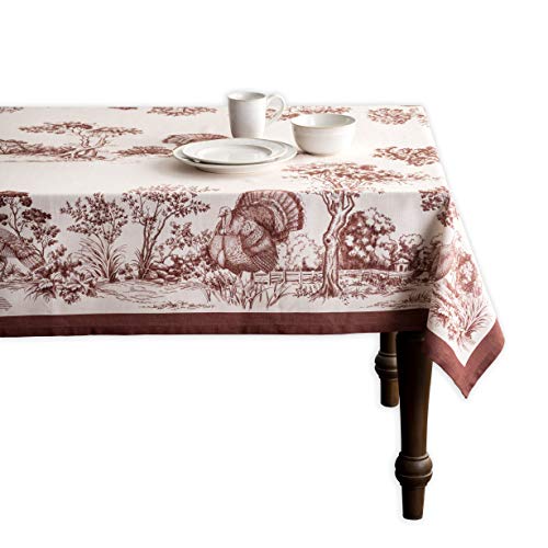 Maison d' Hermine Holy Jouy(Brown) 100% Baumwolle Tischdecke für Küche | Abendessen | Tischplatte | Dekoration Parteien | Hochzeiten | Thanksgiving/Weihnachten (Rechteck, 160cm x 220cm) von Maison d' Hermine