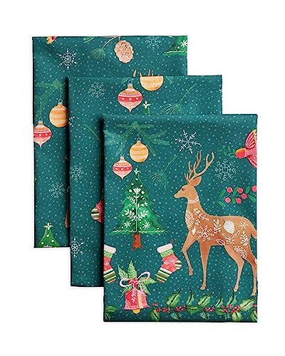 Maison d' Hermine Hygge Christmas 100% Baumwolle Set von 3 Multi-Purpose Küchenhandtuch | Bar Handtücher | Erntedankfest/Weihnachten (50cm X 70cm) von Maison d' Hermine