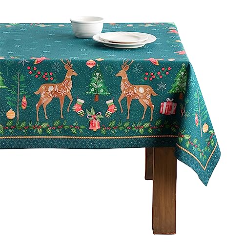 Maison d' Hermine Hygge Christmas 100% Baumwolle Tischdecke für Küche | Abendessen | Tischplatte | Dekoration Parteien | Hochzeiten | Erntedankfest/Weihnachten (160cm x 220cm) von Maison d' Hermine