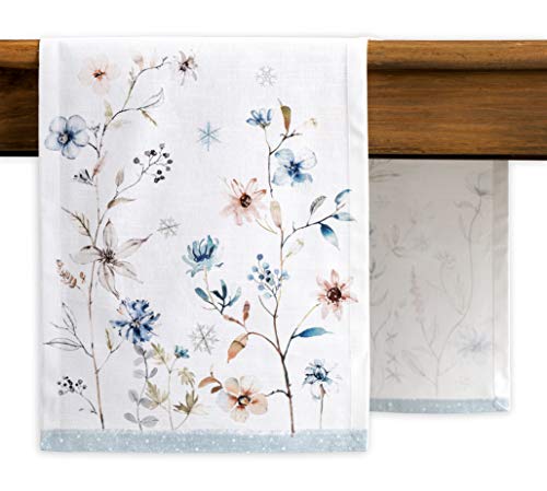 Maison d' Hermine Ice Florals Tischläufer aus 100% Baumwolle für Partys | Abendessen | Feiertage | Küche | Thanksgiving/Weihnachten (50 cm x 150 cm) von Maison d' Hermine