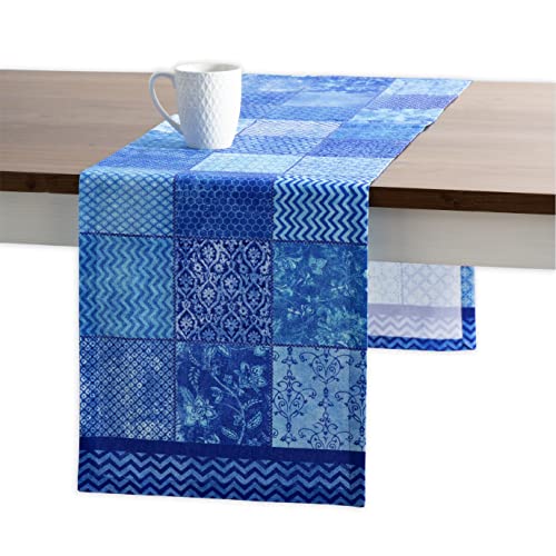 Maison d' Hermine Indigo Love Tischläufer aus 100% Baumwolle für Partys | Abendessen | Feiertage | Küche | Frühling/Sommer (50 cm x 150 cm) von Maison d' Hermine