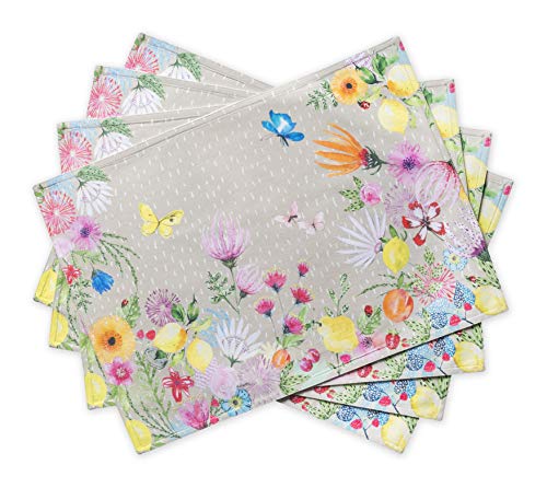 Maison d' Hermine Tischsets, 100% Baumwolle, 4er-Set, dekorative Tischsets, Ostern Tischsets für Feiertagsdinner, Jardin D'Ete - Fog, Frühling, Sommer, 33 cm x 48 cm von Maison d' Hermine