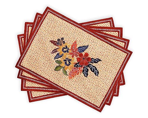 Maison d' Hermine Kalahari 100% Baumwolle Set mit 4 Tischsets für den Esstisch | Küche | Hochzeit | Alltag | Dinnerpartys | Thanksgiving/Weihnachten (33CM x 48CM) von Maison d' Hermine