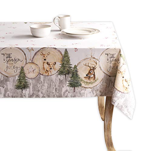 Maison d' Hermine Mountain Life 100% Baumwolle Tischdecke für Küche | Abendessen | Tischplatte | Dekoration Parteien | Hochzeiten | Thanksgiving/Weihnachten (Rechteck, 160cm x 220cm) von Maison d' Hermine