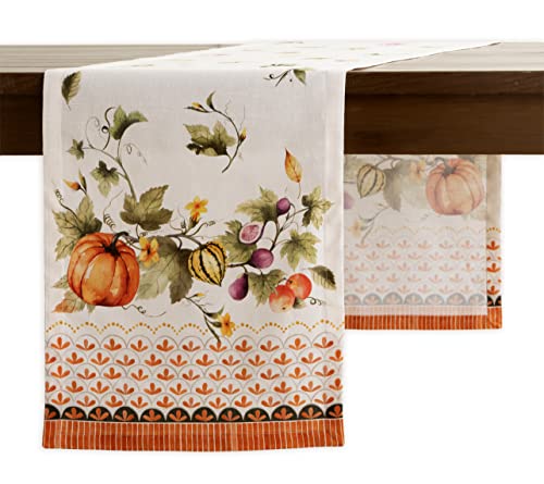 Maison d' Hermine Pumpkin Garden-Cloudy Cream Tischläufer aus 100% Baumwolle für Partys | Abendessen | Feiertage | Küche | Thanksgiving/Weihnachten (50 cm x 150 cm) von Maison d' Hermine