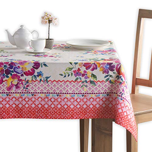 Maison d' Hermine Tischdecke, 100% Baumwolle, dekorative, waschbare, quadratische Ostertischdecke für Küche, Essen, Buffetpartys und Camping, Rose Garden – Frühling/Sommer (140cm x 180cm) von Maison d' Hermine