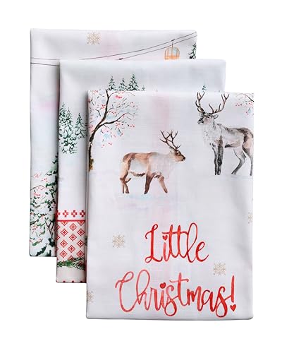 Maison d' Hermine Rural Christmas 100% Baumwolle Set von 3 Multi-Purpose Küchenhandtuch | Bar Handtücher | Erntedankfest/Weihnachten (50cm X 70cm) von Maison d' Hermine