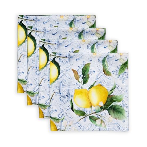 Maison d' Hermine Servietten, 100% Baumwolle, dekorative Osterservietten, waschbare Stoffservietten, 4er-Set für Hochzeit, Restaurant, Buffet, Citrus – Frühling/Sommer (45cm x 45cm) von Maison d' Hermine