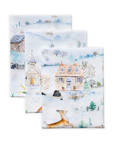 Maison d' Hermine Snowy World 100% Baumwolle Set von 3 Multi-Purpose Küchenhandtuch | Bar Handtücher | Erntedankfest/Weihnachten (50cm X 70cm) von Maison d' Hermine