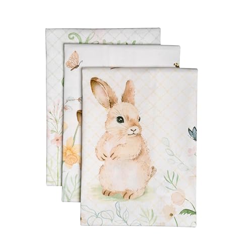 Maison d' Hermine Sofia 100% Cotton Set of 3 Multi-Purpose Kitchen Towels, Soft, Absorbent, Bar Towels, Easter Dew - Spring/Summer (50 cm x 70 cm) von Maison d' Hermine