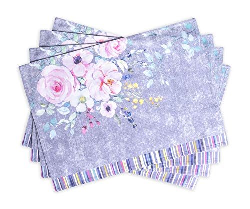 Maison d' Hermine Tischsets, 100% Baumwolle, 4er-Set, dekorative Tischsets, Ostern waschbare Tischsets für Zuhause, Sweet Rose Lavender - Country Garden – Frühling/Sommer(33 cm x 48 cm) von Maison d' Hermine