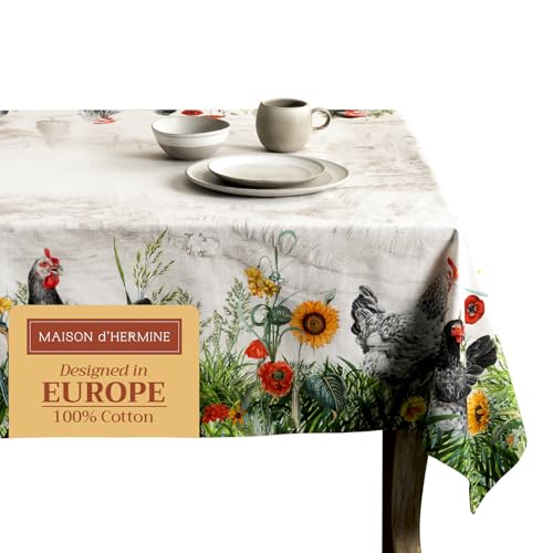 Maison d' Hermine Tischdecke aus 100% Baumwolle für die Küche | Abendessen | Tischunterlage | Festliche Dekoration | Hochzeit | Frühling/Sommer | Ostern (Rechteck, 160 cm x 220 cm) von Maison d' Hermine
