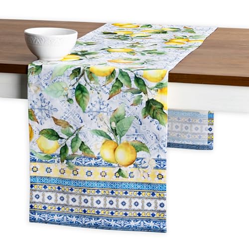 Maison d' Hermine Tischläufer, 100 % Baumwolle, 50cm x 150cm dekorativer, waschbarer Tischläufer, Oster-Tischdecke für Essen, Küche, Partys und Camping, Citrus – Frühling/Sommer von Maison d' Hermine