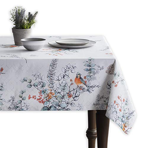 Maison d' Hermine Whitish Shabby Chique 100% Baumwolle Tischdecke für Küche | Abendessen | Tischplatte | Dekoration Parteien | Hochzeiten | Thanksgiving/Weihnachten (Rechteck, 140cm x 180cm) von Maison d' Hermine