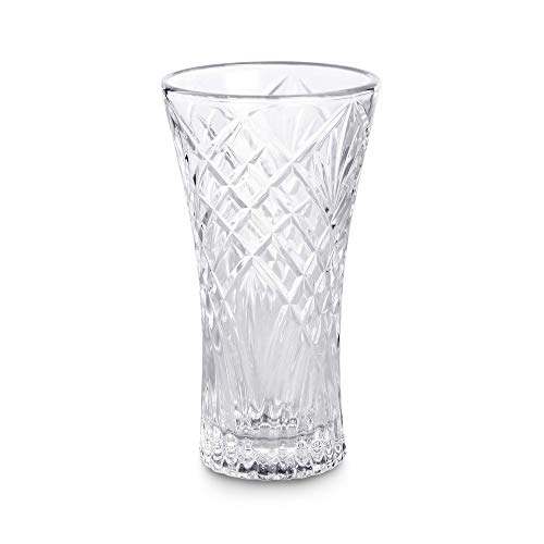 Kristallglas Blumenvase | Kaminsims Vase | Tischdekoration | Für Pflanzen | Traditionelles geschliffenes Glas | Dickes Glas | M&W Short von Maison & White