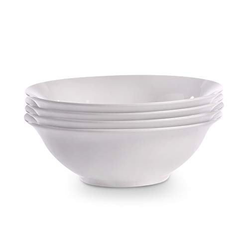 Weiße Salatschüsseln - 4er Set | Servieren von Gerichten | Nudelschalen | Italienisches Geschirr | Porzellangeschirr | Für Ramens Suppen Nudeln | M&W von Maison & White
