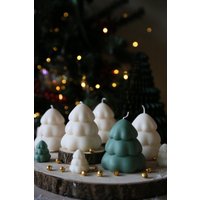 Große & Kleine Schnee Weihnachtsbaumkerze | Weihnachtsgeschenk Säule Dekorative Weihnacht| Festlich| Tischkerze Weihnachten Baum Form von MaisonBohiti