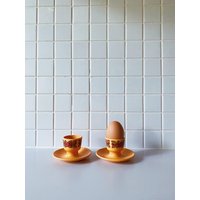 70Er Jahre Vintage Emsa Eierbecher Auf Untertasse | Retro-Eigelb-Eierbecher Mit Retro-Blumenrand von MaisonChezKristel