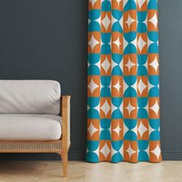Retro Vorhänge, Boho Drucken Rustikale Dekor Hausvorhang, Sonnenlichtkontrolle, Waschbar Vorhang, Geometrisch Gemusterte Tür Vorhänge von MaisonInterior