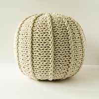 strickpouf, Hocker Gestrickt, Skandi Pouffe, Bodenkissen, Sitzpouf, Grobstrick Ottomane, Boho Geschenk, Handgestrickter Pouf Cremeweiß von MaisonMandira