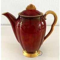 Seltene 1920Er Jahre Antike Rouge Royale Art Deco Carltonware Kaffee-/Teekanne Mit Deckel Und Reparaturfehler. Hergestellt in England von MaisonVillage