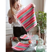 Servietten Aus Bio-Baumwollsatin 43x43cm | Streifendruck Servietten Aus Bio-Baumwollsatin 43x43cm | Streifendruck von MaisonZouzou