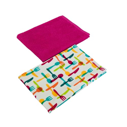 Maisonette Cooking-Design Küchentücher (40x60 cm, 2er-Pack) - 100% Baumwolle Spüllappen & Geschirrtücher - Digital Bedruckte & Farbenfrohe Handtücher von Maisonette