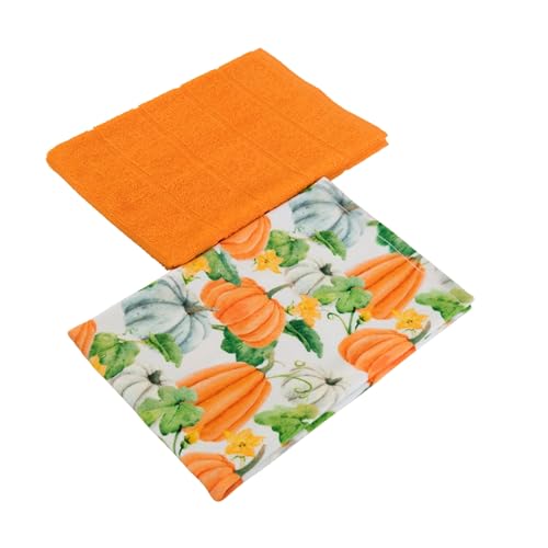 Maisonette Pumpkin-Design Küchentücher (40x60 cm, 2er-Pack) - 100% Baumwolle Spüllappen & Geschirrtücher - Digital Bedruckte & Farbenfrohe Handtücher von Maisonette