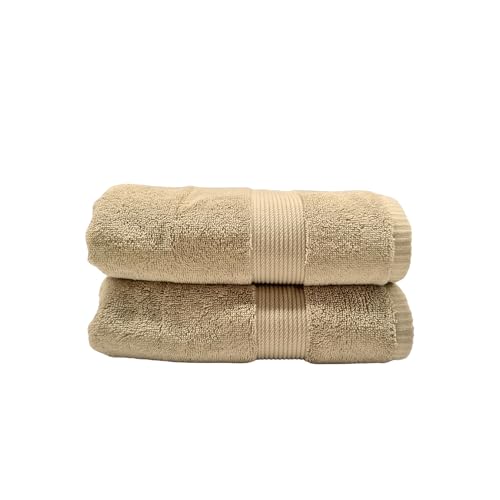 Maisonette Pure 100% Baumwolle Handtücher (50 x 100cm, 2er-Pack) - Gesicht, Hand Beige Handtücher für Badezimmer & Kleine Gästehandtücher von Maisonette
