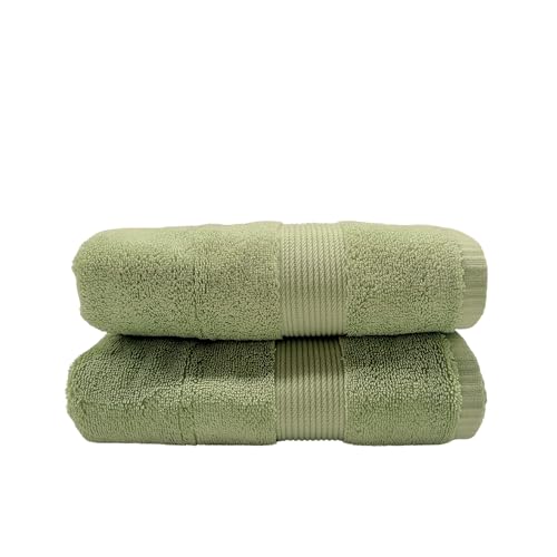 Maisonette Pure 100% Baumwolle Handtücher (50 x 100cm, 2er-Pack) - Gesicht, Hand Grün Handtücher für Badezimmer & Kleine Gästehandtücher von Maisonette