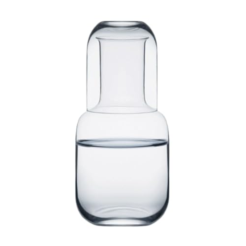 Maitawa 750ml Großes Wasserkaraffe mit Deckel Set, Karaffe mit Deckel, Glaskaraffe mit Deckel, für Saft, Milch, Getränke, aus hochwertigem Borosilicat Glas, mit Becher Abmessung 19x7.5cm von Maitawa