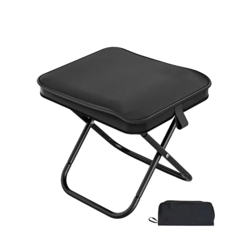 Maitawa Falthocker Schwarz, Klappbar 28x24x24cm Portabler Dreibeinhocker mit Tragetasche, Faltbarer Campinghocker für Angeln, Wandern und Gartenarbeit. Mini-Größe, leicht tragbar, faltmaß 28x12cm. von Maitawa