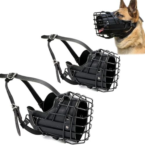 [Maitawa] Hundemaulkorb aus Edelstahl & Leder – Atmungsaktiver, Verstellbarer Maulkorb für kleine & große Hunde (2 Größen) | Maulkorb für Hunde, Hundemaulkorb (14 * 13.5 * 9cm) von Maitawa