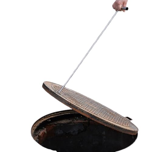 Maitawa Kanaldeckelheber Schachthaken Gullideckel Schachtdeckelheber Haken: Doppelseitiger I-förmiger Haken aus Hochwertigem Kohlenstoffstahl, Vielseitig Ziehen Rahmen und Ladung (60cm) von Maitawa