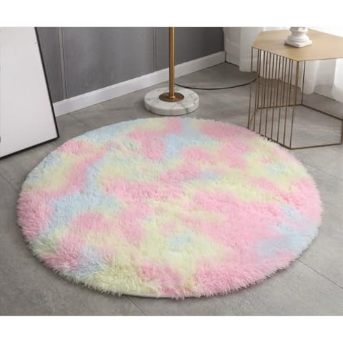 Maitawa Rundteppich aus Polyesterfaser mit Rutschfester Unterseite, geeignet für Verschiedene Bereiche wie Wohnzimmer, Balkon und Schlafzimmer. (120 × 120 cm (rund),Regenbogenfarben) von Maitawa