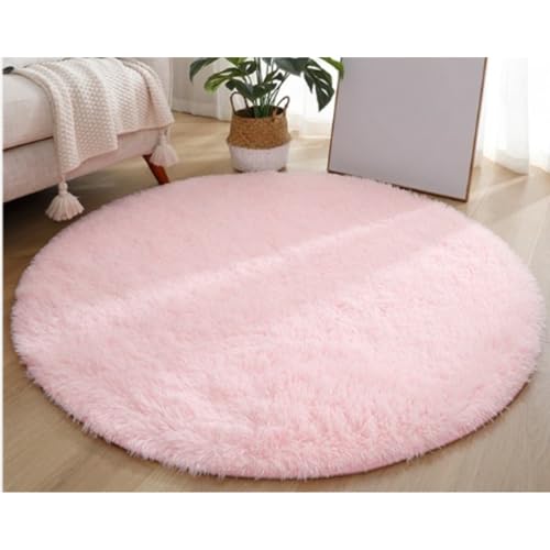 Maitawa Rundteppich aus Polyesterfaser mit Rutschfester Unterseite, geeignet für Verschiedene Bereiche wie Wohnzimmer, Balkon und Schlafzimmer. (120 × 120 cm (rund),Rosa) von Maitawa