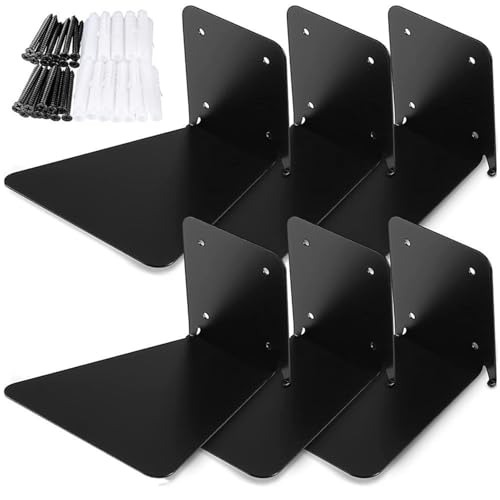 Maitawa Set mit 6 Schweberegalen aus Metall - Modernes Wandregal mit unsichtbarer Schraubmontage, Kleines Regal für Bücher, Deko & Küche - Stabiles Regal Wand für Wohnzimmer, Büro, Bad (Schwarz) (B) von Maitawa