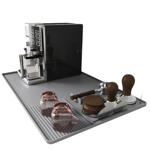 Maitawa Silikon Abtropfmatte Geschirr, 40x60cm Hitzebeständige Abtropfmatte Spüle mit Rutschfester Unterseite – 2-in-1 Kaffeemaschine Unterlage & Geschirrtrockenmatte (Schwarz/Grau) von Maitawa
