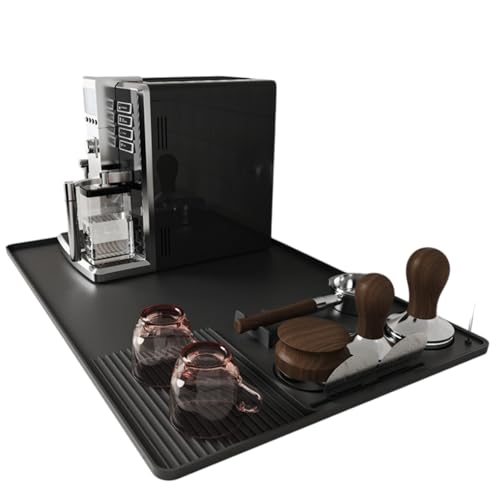Maitawa Silikon Abtropfmatte Geschirr, 40x60cm Hitzebeständige Abtropfmatte Spüle mit Rutschfester Unterseite – 2-in-1 Kaffeemaschine Unterlage & Geschirrtrockenmatte (Schwarz/Grau) von Maitawa