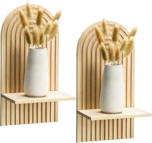 Maitawa Wandregal aus Kiefernholz - Boho Deko Wohnzimmer Regal mit Schraubmontage, Mehrzweck Ablage für Pflanzen, Bücher & Deko, Leicht zu Installieren mit Glatter Oberfläche (1pcs) (2pcs) von Maitawa