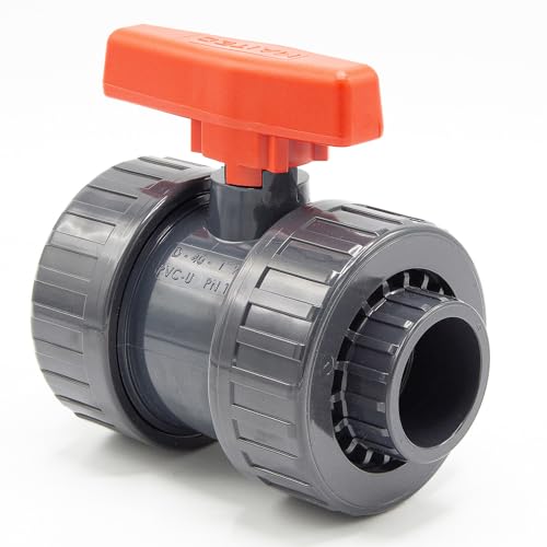 PVC-Kugelhahn I 40 mm I 1 1/4 Zoll I für Klebemuffen und Fittinge I Absperrhahn 2-Wege I PVC-Rohrverbinder 40mm I Kugelschieber für Pool- und Teichbau I bm147 von Baumaxxe