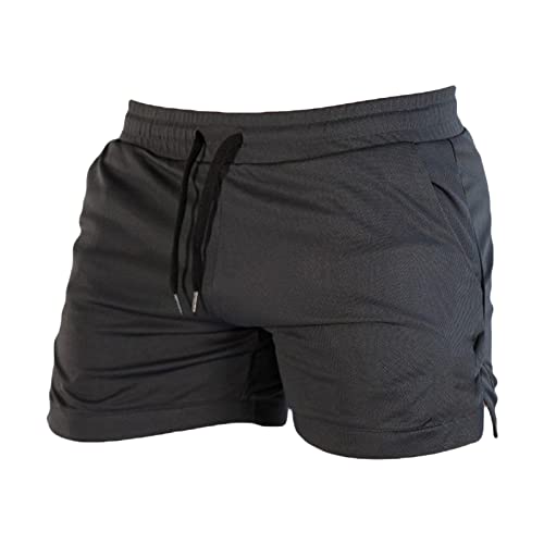 Casual Bodybuilding Gym Shorts Workout Training Schnell Trocknende Kurze Hosen Leichte Fitness Übung Shorts (Dunkelgrau, XL) von Maiyifu-GJ