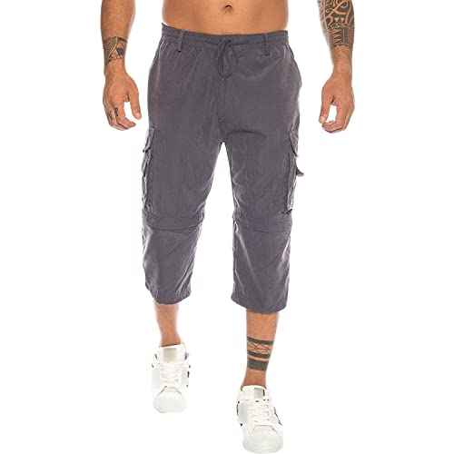 Herren Wandern 3/4 Caprihose Cabrio Reißverschluss Leichte Cargoshorts unterhalb des Knies atmungsaktiv taktisch kurz (dunkelgrau, medium) von Maiyifu-GJ