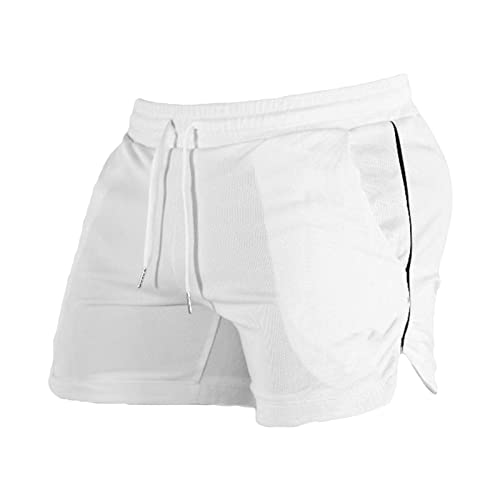 Maiyifu-GJ Casual Bodybuilding Gym Shorts Workout Training Schnell Trocknende Kurze Hosen Leichte Fitness Trainingsshorts (Weiß, Large) von Maiyifu-GJ