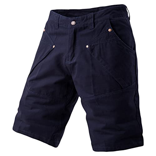 Maiyifu-GJ Herren Relaxed Fit Outdoor Shorts Leichte Casual Wandern Cargo Shorts Retro Gerade Bein Einfarbig Sommer Kurz (Dunkelblau, 36) von Maiyifu-GJ
